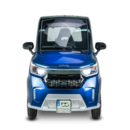 pojazd elektryczny czterokołowy micro car bilibike ecomo 4 niebieski przód